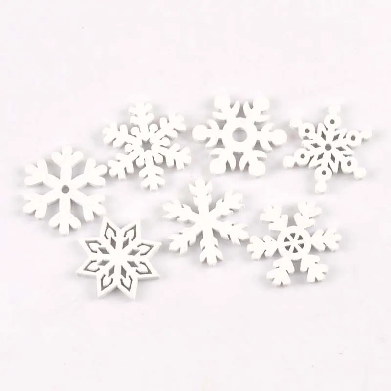50pcs 22mm White snowflake Wood Slices Decoration DIY Crafts For Scrapbooking Home Decoration Wooden Ornaments m2160 Qme