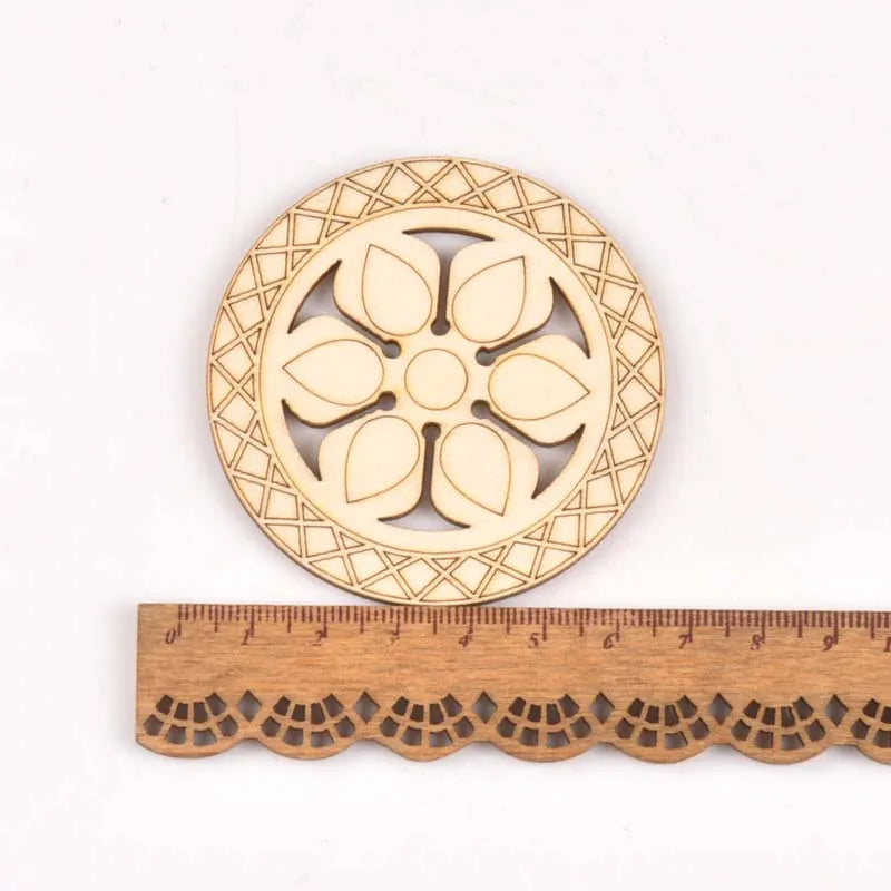 5Pcs Round/square Lace Pattern Unfinished Wood Slices DIY Crafts For Wooden Ornaments DIY Scrapbook Home Decor Accessories m2173 Qme 17