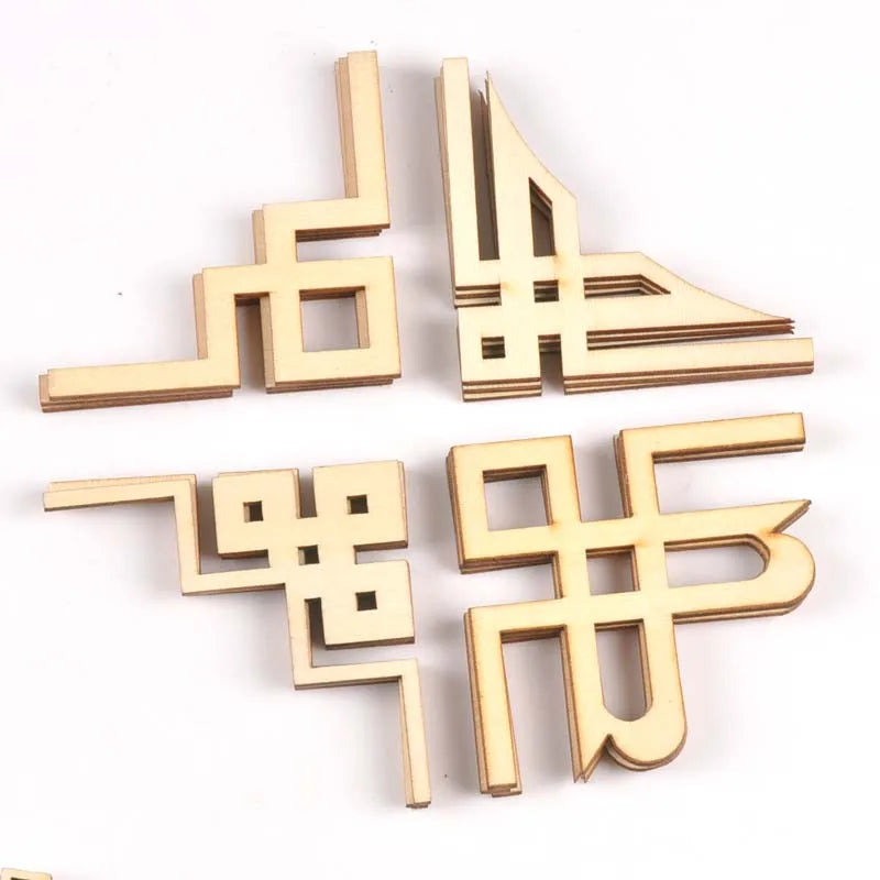 4pcs New Mix Book Corner Wooden Ornament For Home Decoration Crafts Scrapbooking Unfinished Crafts DIY Wood Album Corners m2151 Qme