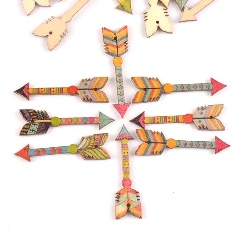 25Pcs Mixed Arrows Shape Wooden Crafts Scrapbook DIY For Wood Slices Ornaments Home Decoration Accessories Arts 34x12mm m1815 Qme
