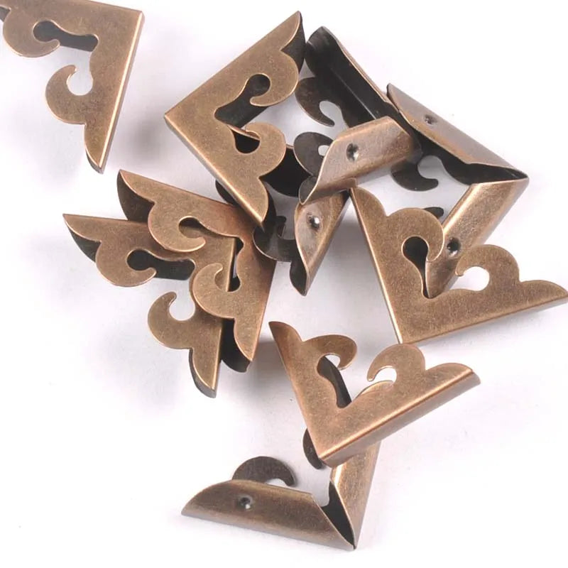 10Pcs 27x27x6mm Bronze Metal Trilateral Corner Book Corners For Box Albums Menus Corner Protector Diy Folders Edge Cover C1731 Qme Default Title