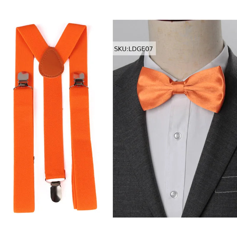 Suspenders Bow Tie Set Men Fashion Suspensorio for Man Boy Women Bowtie Braces Trousers Tirantes Wedding Leisure Shirt Stays Qme LDGE07