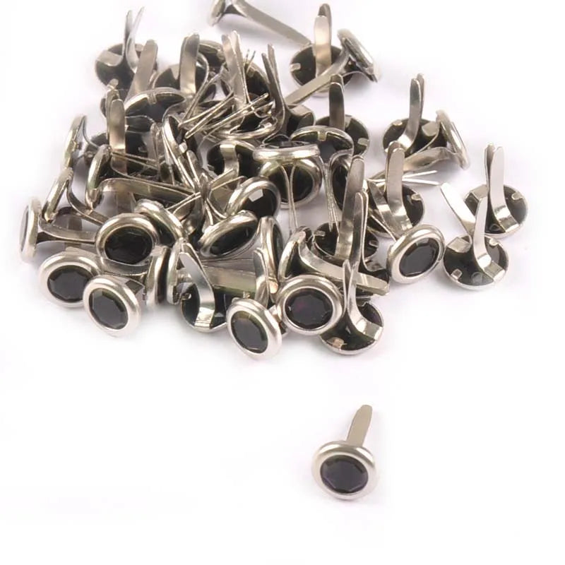 50pcs 8.5X15mm Mix Rhinestone Brads Scrapbook Paper Crafting Embellishment Fastener Brad Metal Crafts For DIY Decoration c1115 Qme