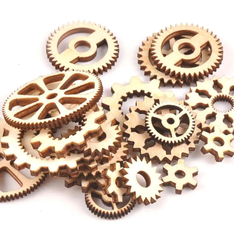 20pcs 13-40mm Mixed Wheel Gear Wooden Ornaments Scrapbooking Wood Decoration DIY Craft Supplies Handmade Accessories m1816 Qme Default Title