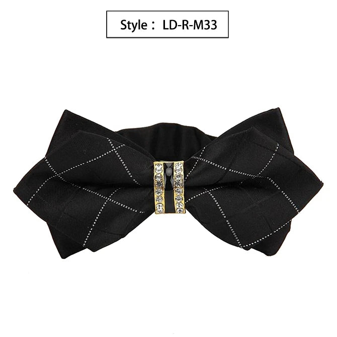 New Bowtie Groom Mens Colourful Plaid Cravat Gravata Fashion Male Butterfly Wedding Luxurious Bow Ties for Men Gift Accessories Qme LD-R-M33