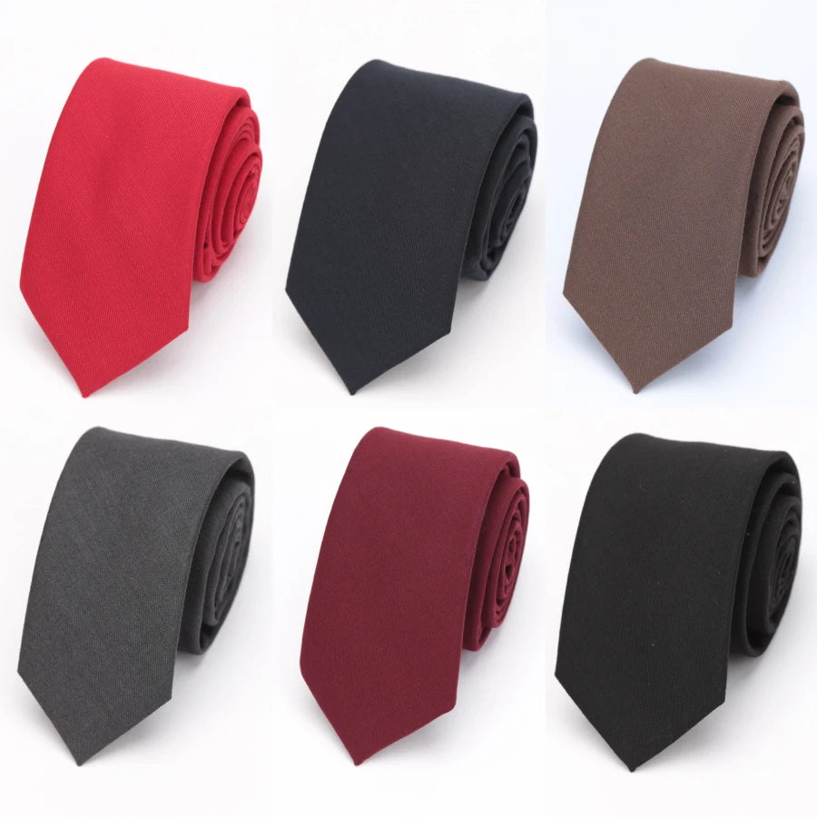 Men Skinny Tie Wool Fashion Ties for Mens Wedding Suit Business Party Slim Classic Solid Color Neck Tie Casual 6cm Red Necktie Qme