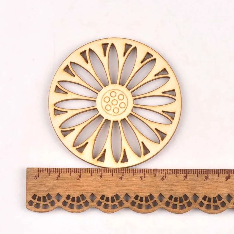 5Pcs Round/square Lace Pattern Unfinished Wood Slices DIY Crafts For Wooden Ornaments DIY Scrapbook Home Decor Accessories m2173 Qme 13