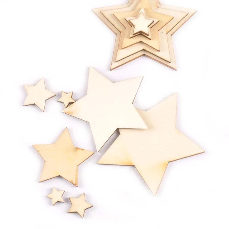 Mix Star Shape Natural Wood Slices DIY Wedding Crafts Home Accessories Embellishment Wooden Decoration Handicraft 10-80mm m1982 Qme 60mm 10pcs