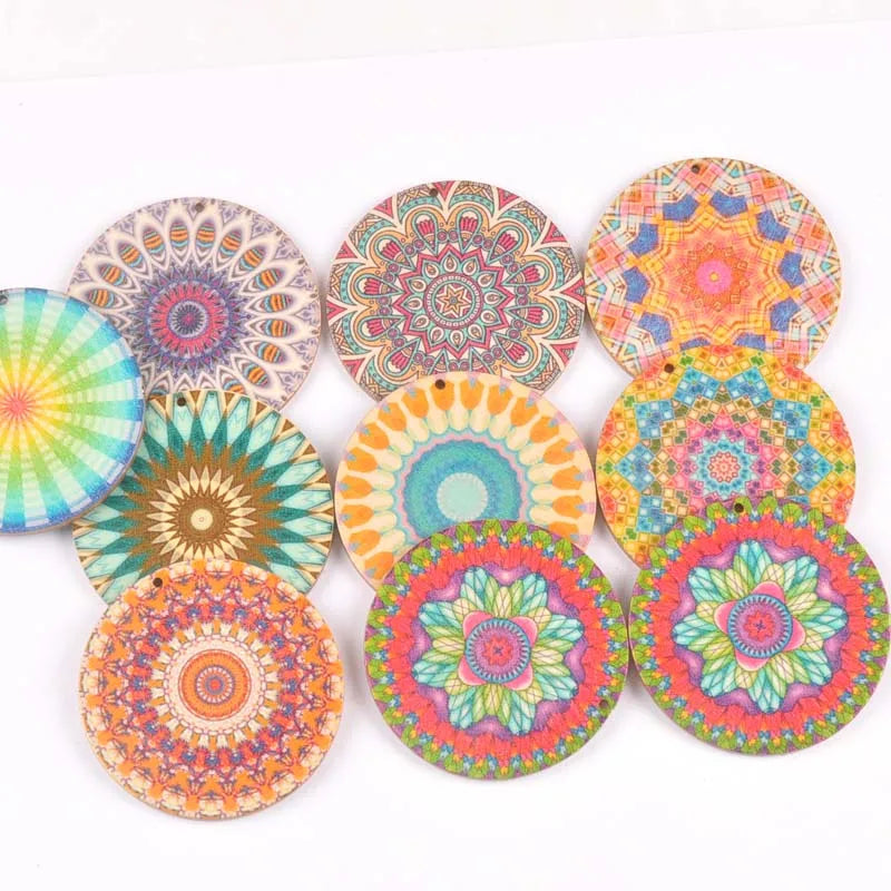 5pcs One Holes Mix pattern Wooden Pattern Christmas Decorations For Home Ornament DIY Wood Crafts For Christmas Party M2193 Qme