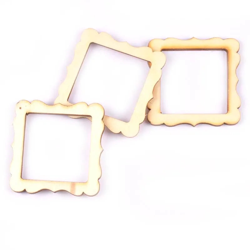 20pcs 50mm Photo Frame Wood DIY Crafts Scrapbookings DIY For Home Decoration Natural Wooden Ornaments Accessories Arts m1829 Qme m1830