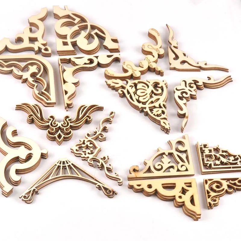 4pcs Mixed Book Corner Wooden Ornament For Home Decoration Crafts Scrapbooking Crafts Wood Album Corners Embellishment m2150 Qme