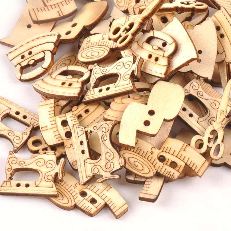 25pcs 18-30mm Natural Sewing Tool Wood Crafts DIY Scrapbooking For Wooden Ornament Home Decoration Sewing Accessories m0901x Qme