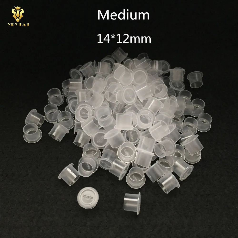 New 1000PCS Super White Steady Tattoo Ink Cups Small Medium Large Size Clear Self Standing Tattoo Ink Cup Cap Supply Qme