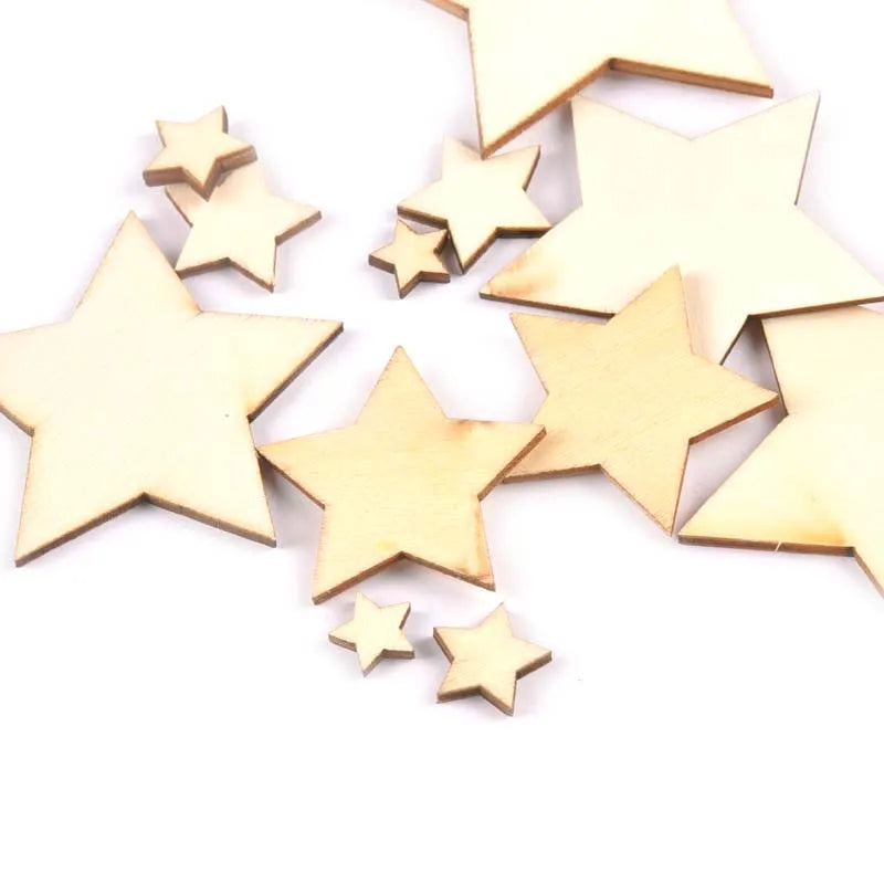Mix Star Shape Natural Wood Slices DIY Wedding Crafts Home Accessories Embellishment Wooden Decoration Handicraft 10-80mm m1982 Qme
