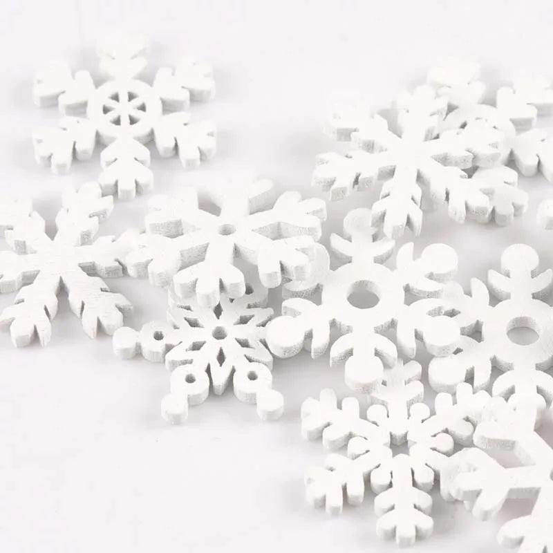 50pcs 22mm White snowflake Wood Slices Decoration DIY Crafts For Scrapbooking Home Decoration Wooden Ornaments m2160 Qme