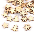 100pcs Stars snowflakes and pine trees Pattern Wooden Scrapbooking for wood decoration for Home Decoration m1879 Qme Default Title