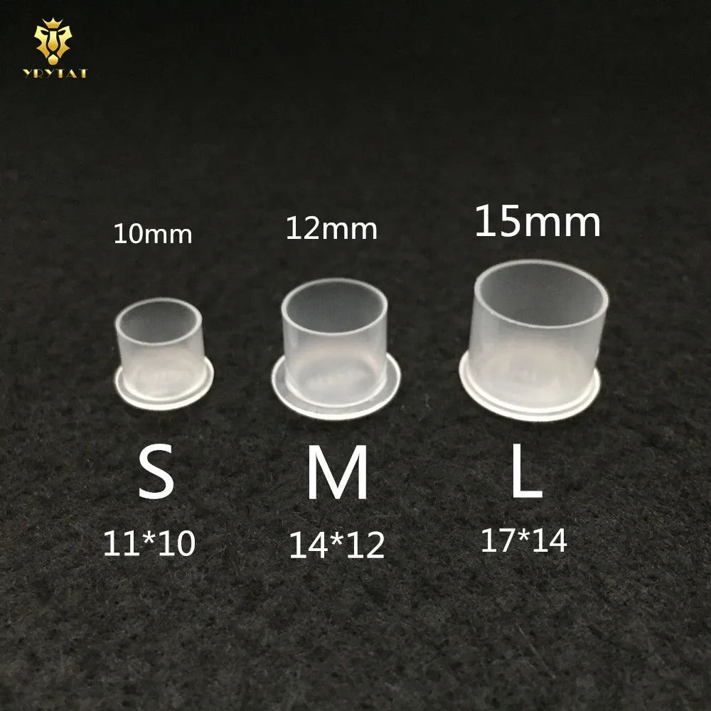New 1000PCS Super White Steady Tattoo Ink Cups Small Medium Large Size Clear Self Standing Tattoo Ink Cup Cap Supply Qme