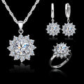 Big Promotion Wedding Jewelry Sets 925 Sterling Silver Color White Cubic Zircon Necklace/Earring/Ring Optional Size For Ring Qme Size 9