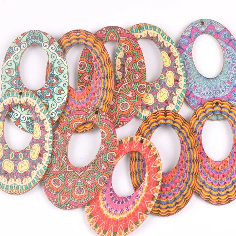 5pcs One Holes Mix pattern Wooden Pattern Christmas Decorations For Home Ornament DIY Wood Crafts For Christmas Party M2193 Qme 5