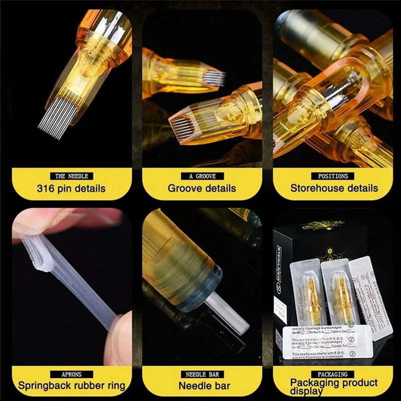 20PCS Tattoo Needle Permanent Makeup Cartridge Needles For Tattoo Machine Kit Eyebrow Needle RL/RS/RM/M1 1/3/5/7/9/11/14RL 3/5RS Qme