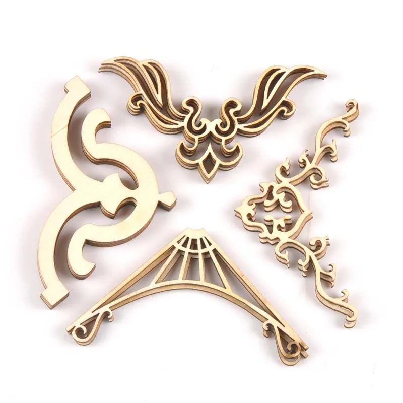 4pcs Mixed Book Corner Wooden Ornament For Home Decoration Crafts Scrapbooking Crafts Wood Album Corners Embellishment m2150 Qme