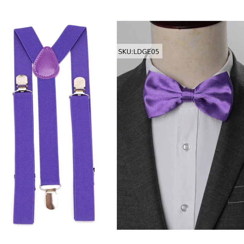 Suspenders Bow Tie Set Men Fashion Suspensorio for Man Boy Women Bowtie Braces Trousers Tirantes Wedding Leisure Shirt Stays Qme LDGE05