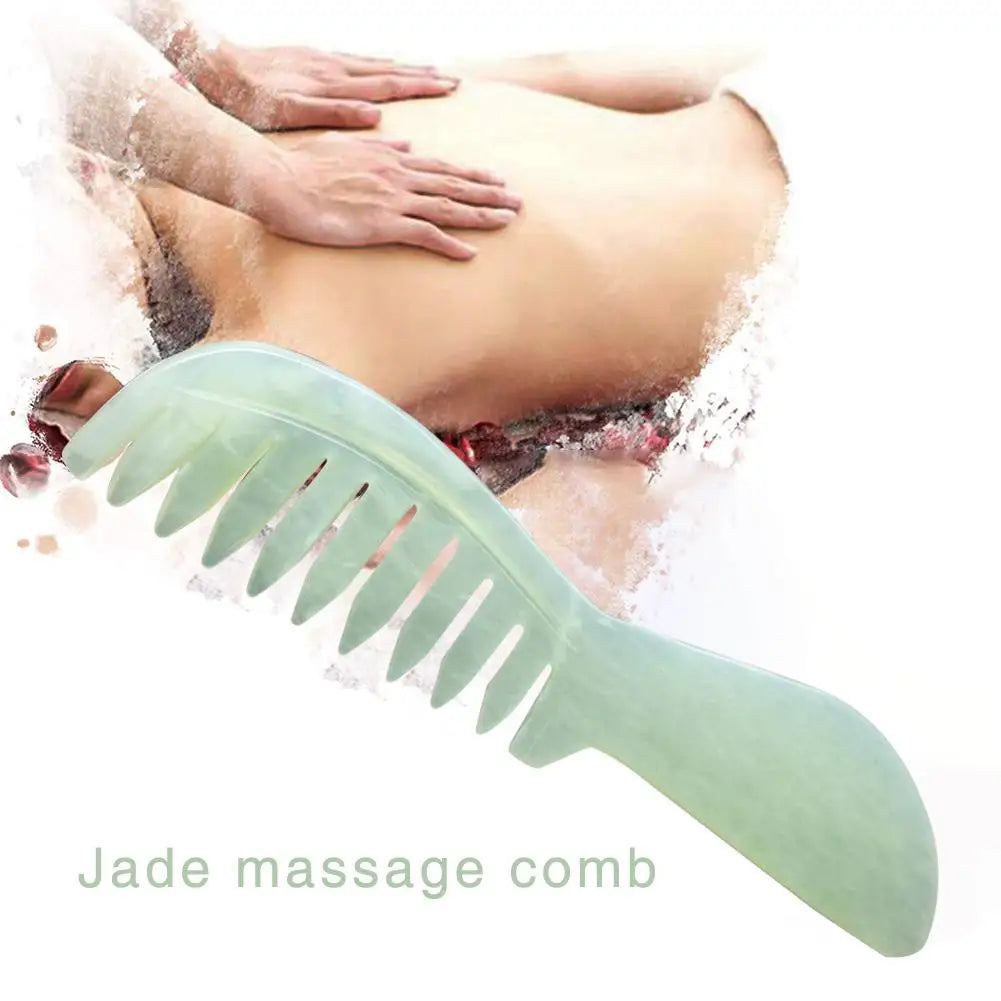 Traditional Chinese Nature Jade Comb Massage Spa Acupuncture Head Qme