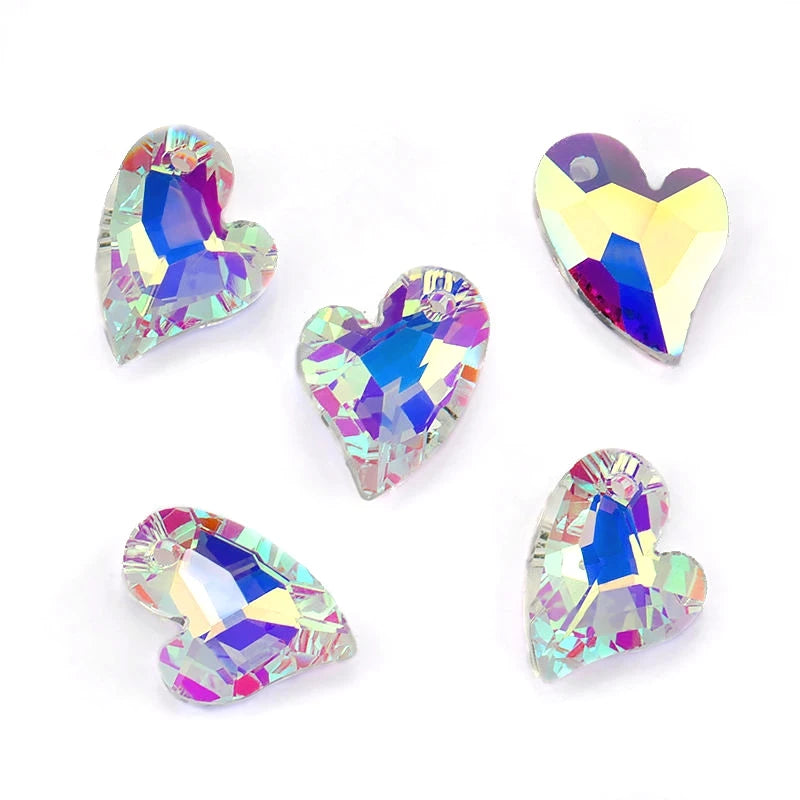17mm 12pcs/pack crystal charms Devoted 2 U Heart Pendant 6261 glass heart shape beads rhinestone gem for Necklaces Earrings DIY Qme