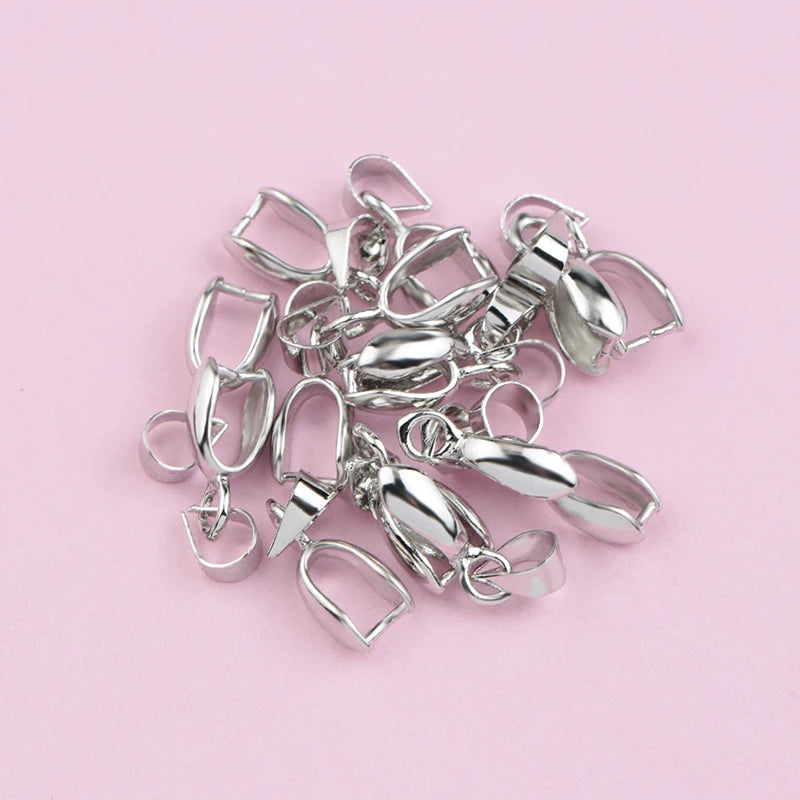30pcs 4x15mm Copper Seeds Buckle Pendants Clasps Hooks Clips Bails Copper Connectors For DIY Handmade Jewelry Making 4 Colors Qme