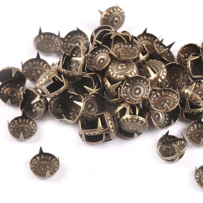 Bronze Four Brads Studs Spikes For Clothes Embellishment Scrapbook Home Decor Fastener DIY Metal Crafts Accessories 100Pcs c1917 Qme