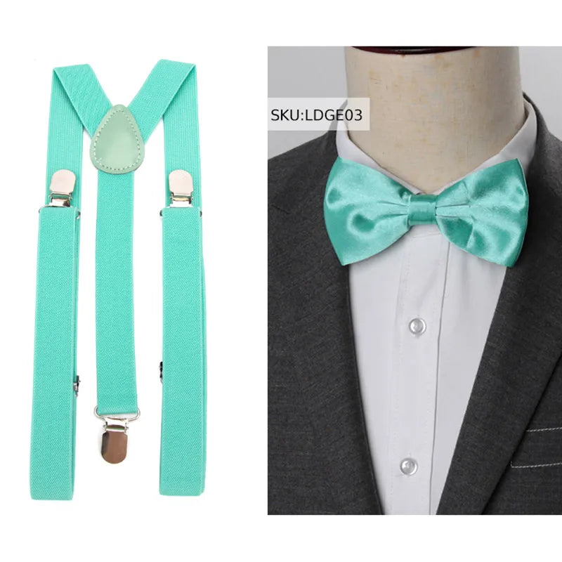 Suspenders Bow Tie Set Men Fashion Suspensorio for Man Boy Women Bowtie Braces Trousers Tirantes Wedding Leisure Shirt Stays Qme LDGE03