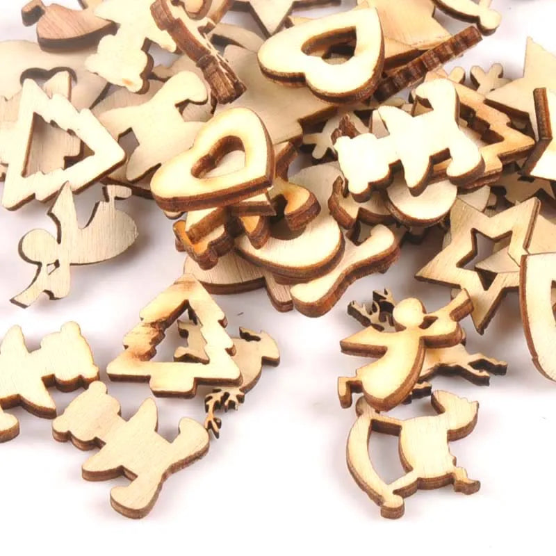 50Pcs 15-20mm Unfinished Wooden Christmas Buttons Snowflake Pattern For Handmade DIY Crafts Wood Slices Scrapbooking Decor m1551 Qme