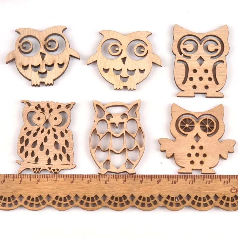 Vintage Mixed Owl Wood Slices Crafts Scrapbooking Handmade Home Decoration Wooden Ornaments Handcraft DIY Arts 10pcs m1823 Qme
