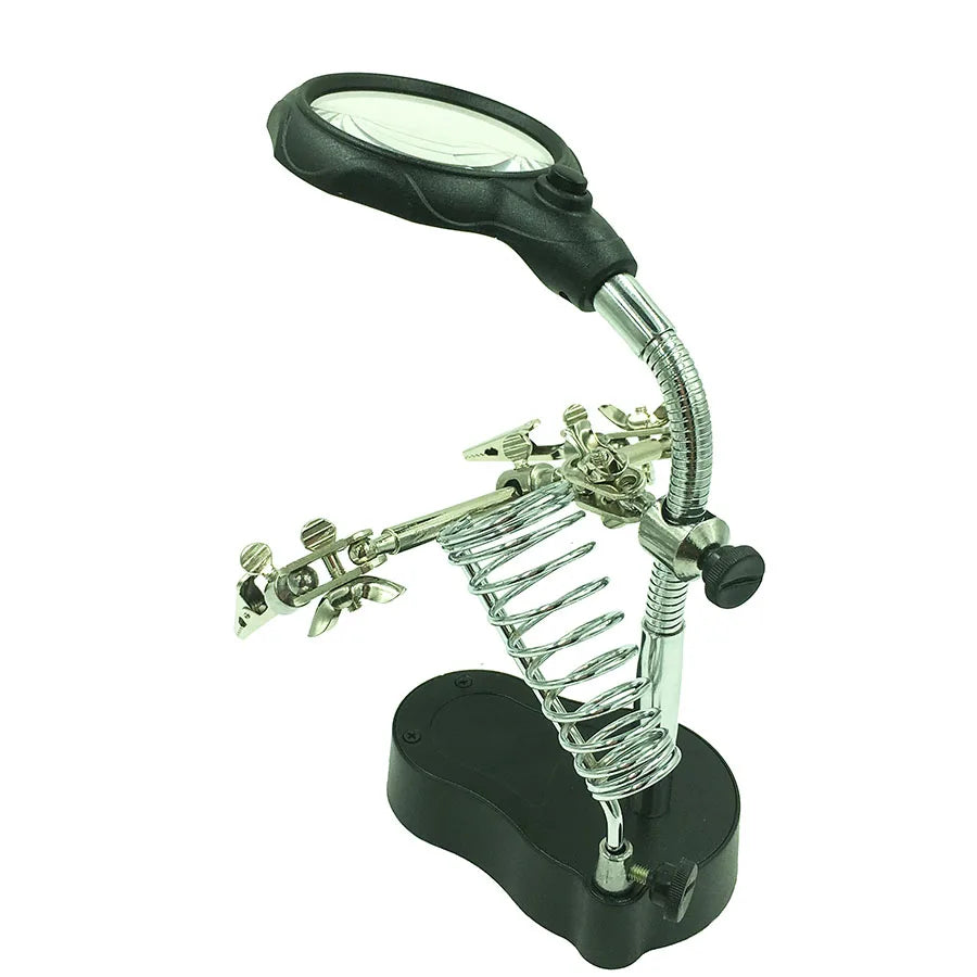 Soldering Iron Station Stand Welding Magnifying Glass Clip Clamp Qme