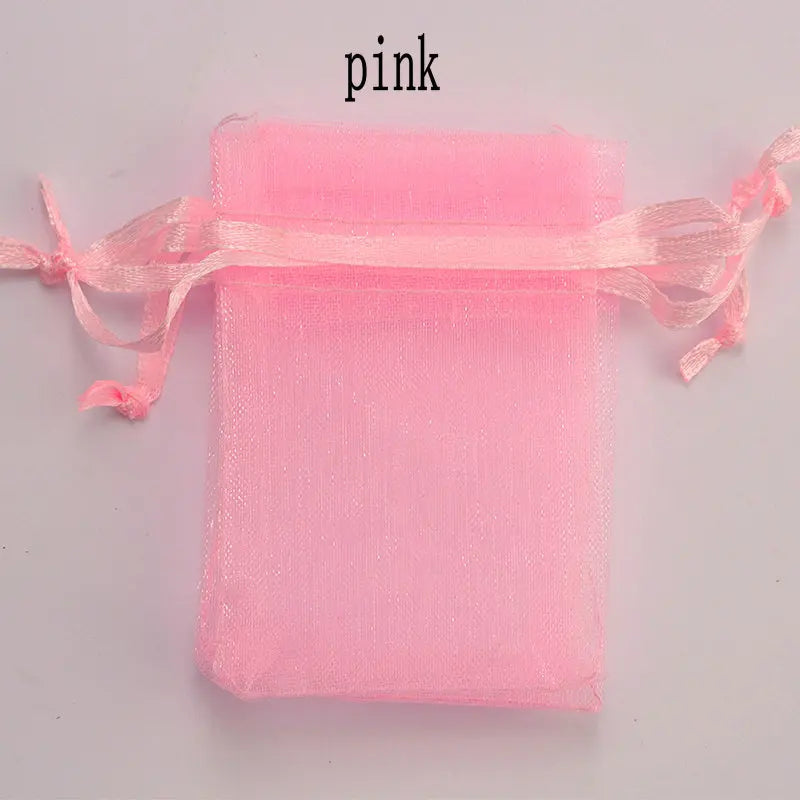 Wholesale 16 color 100pcs/lot 9*12cm organza Christmas wedding gift bags candy bag jewelry packing drawable organza bags&pouch Qme pink