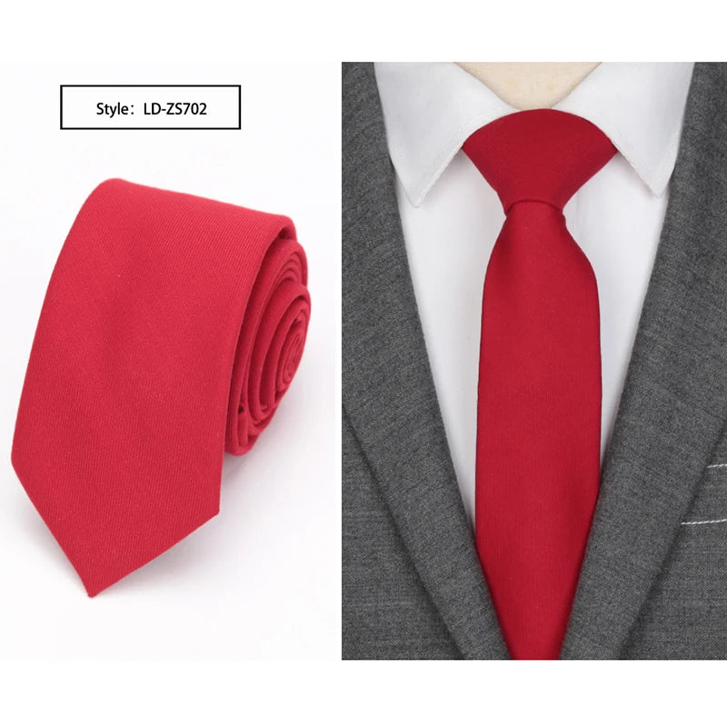 Men Skinny Tie Wool Fashion Ties for Mens Wedding Suit Business Party Slim Classic Solid Color Neck Tie Casual 6cm Red Necktie Qme
