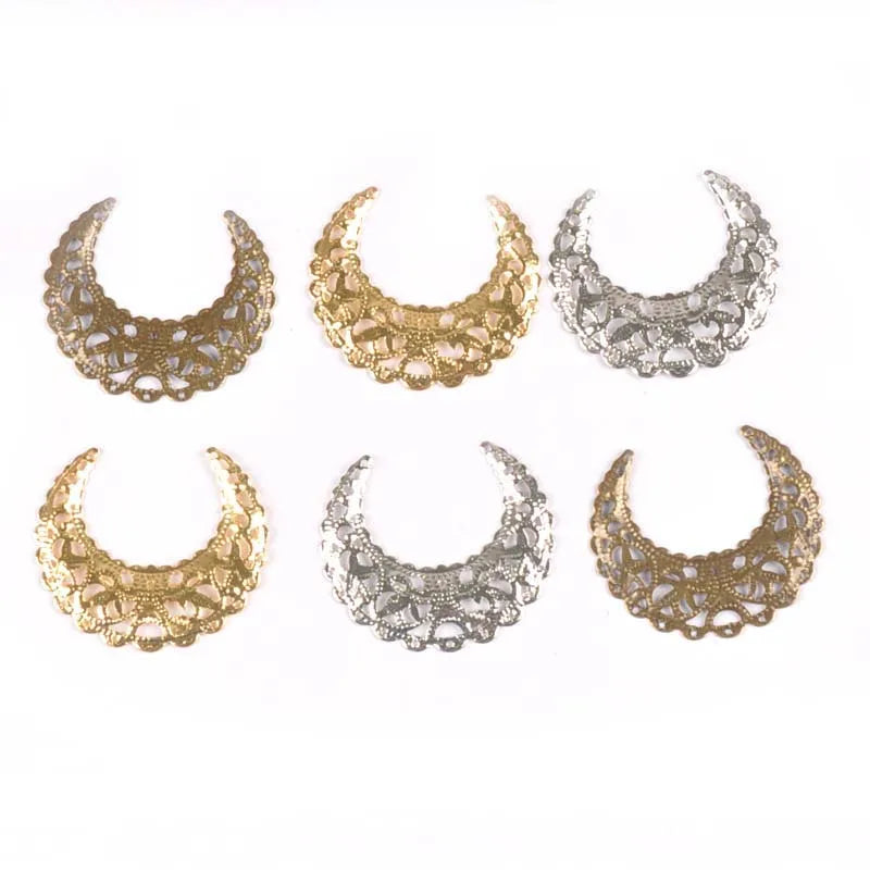20Pcs 43x38mm Metal Crafts Filigree Flower Wraps Connectors Embellishments For Scrapbooking Diy Handicraft Home Decor YK0740 Qme
