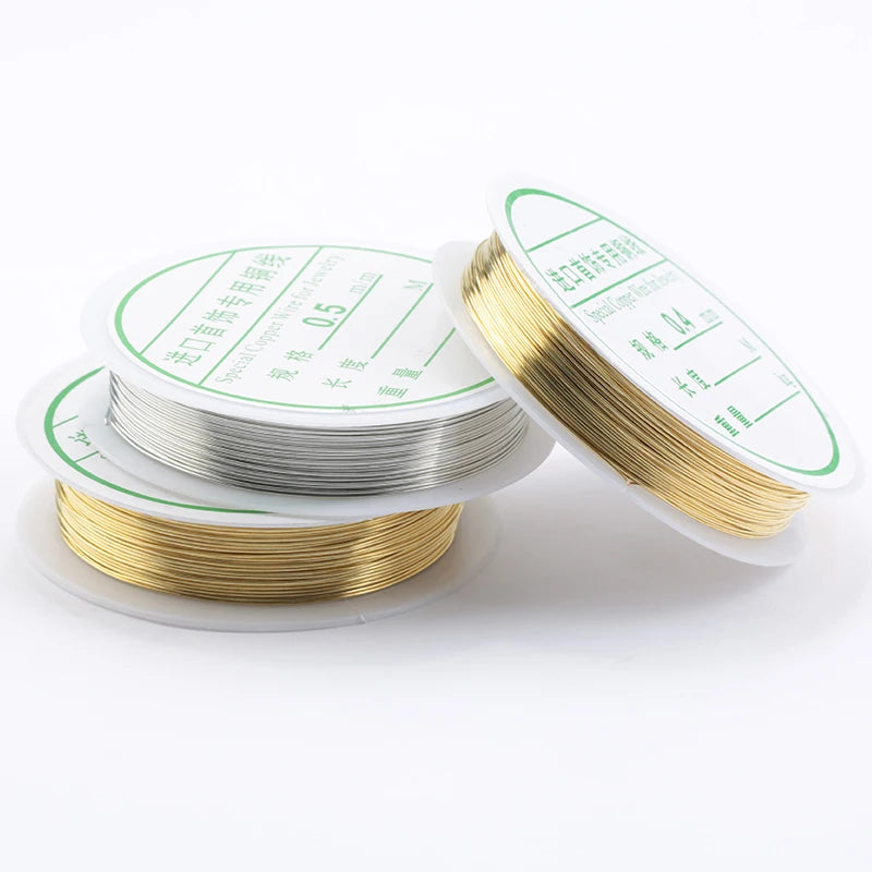 0.2mm-1mm Golden Silver Plated Copper Wire String Thread Metal Beading Wire for Necklace Bracelet Accessories Jewelry Making DIY Qme