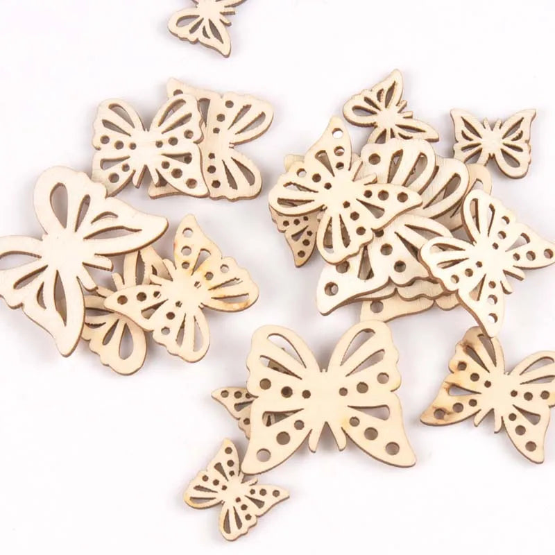 18Pcs 19-36mm Flower Shape Wood DIY Crafts Scrapbooking For Wooden Ornaments Arts Handmade Home Decor Embellishments m2170 Qme DEEP BLUE