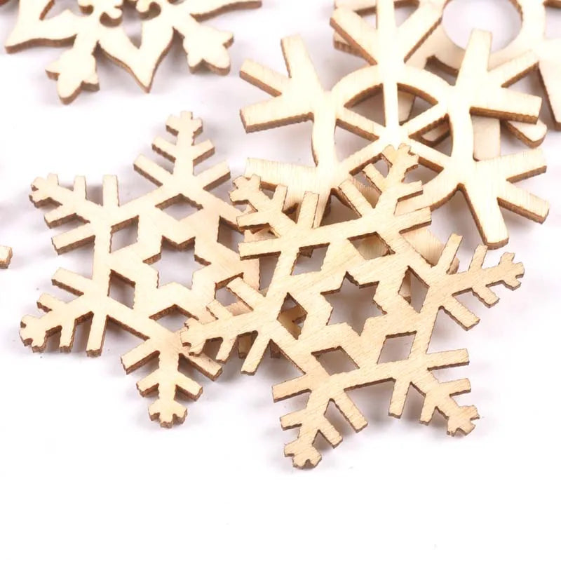 20Pcs Mixed Snowflake Pattern Hollow Out Wood Slices DIY Craft Scrapbook Arts Accessories For Home Decor Wooden Ornament m2182 Qme
