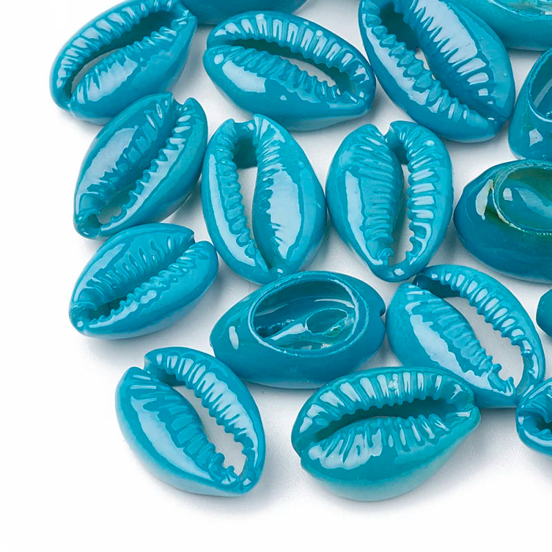 20pcs Dyed Cowrie Shell Beads DIY Necklace Beads Jewelery Craft Accessories for Jewelry Making 15~18x11~12x5~7mm Qme Blue