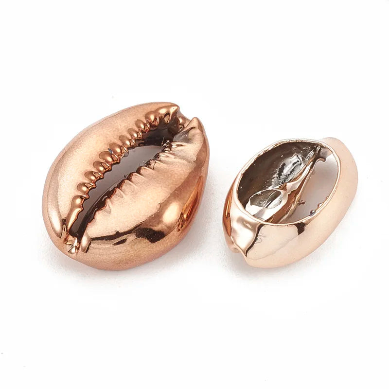 10PCS Electroplated Cowrie Shell Beads Undrilled Beads for Jewelry Making DIY Accessories 17~21x11~14x6~8mm Qme Champagne