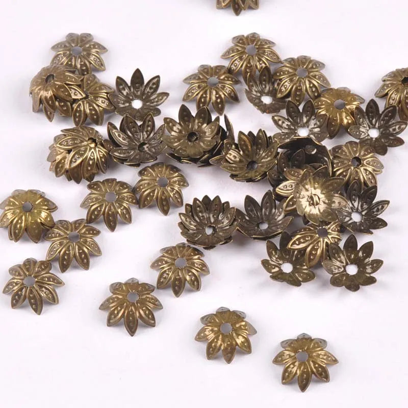 Gold/silver/Bronze 100Pcs Hollow Filigree Wraps Flowers Connectors Metal Crafts Embellishments For DIY Scrapbookings Home Decor Qme