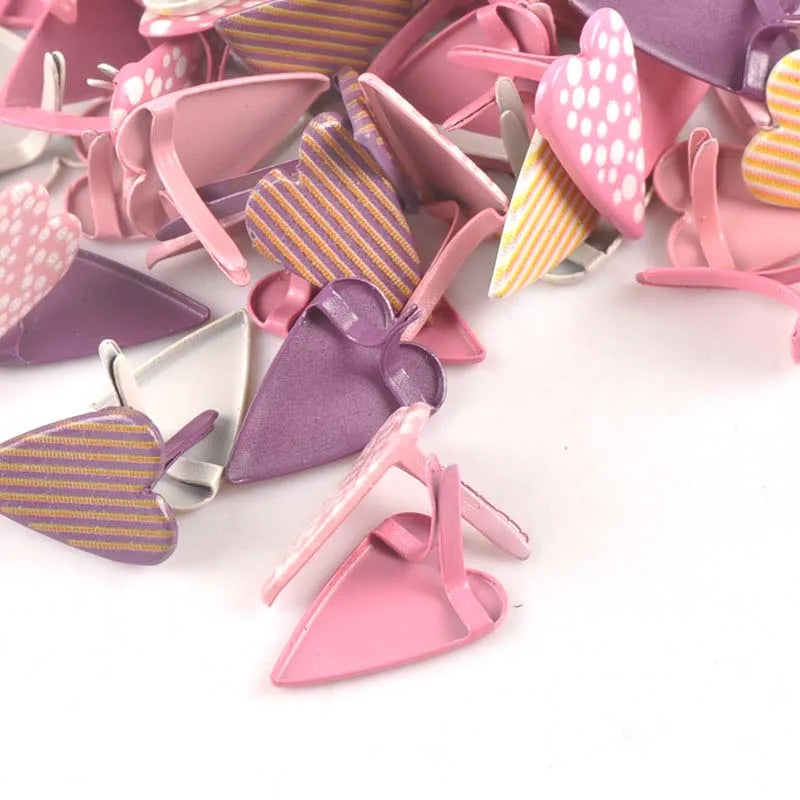 11x16mm Mix Pattern Heart Brads For DIY Metal Craft Handcraft Decoration Embellishments For Scrapbooking Accessories 20pcs C2580 Qme