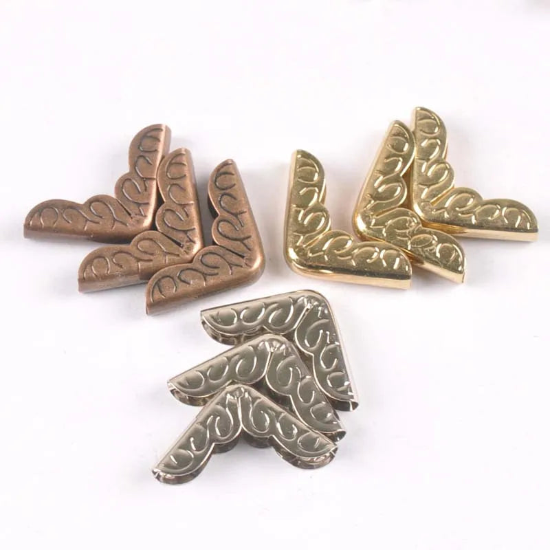 50Pcs 15x15x3mm Mixed Flower Lace Book Corner Protector For Folders Photo Diy Metal Corners Albums Decor Craft 15x15x3mm c2202 Qme mix