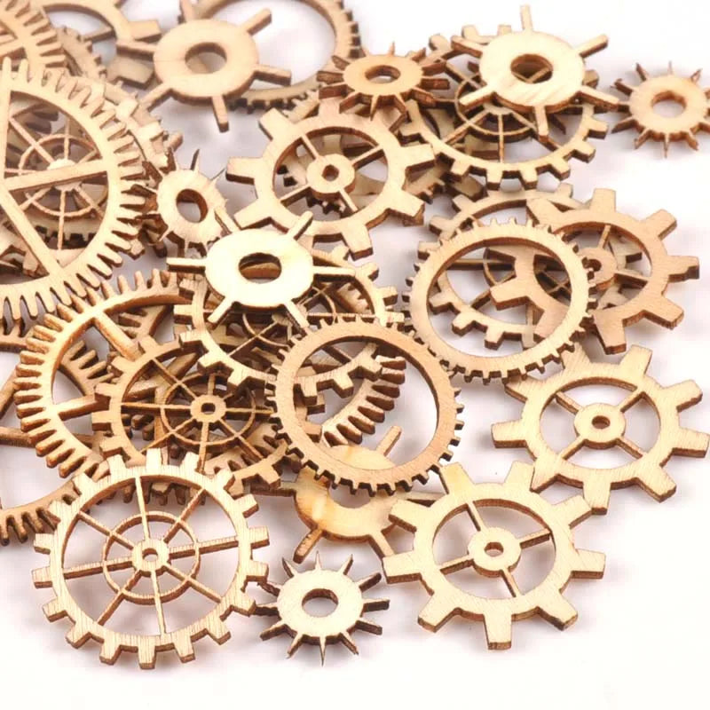 20-40mm 36pcs Unfinished Wood Craft Gear Wheel Scrapbooking DIY For Handmade Home Decor Mix Natural Wooden Embellishments m1653 Qme Default Title