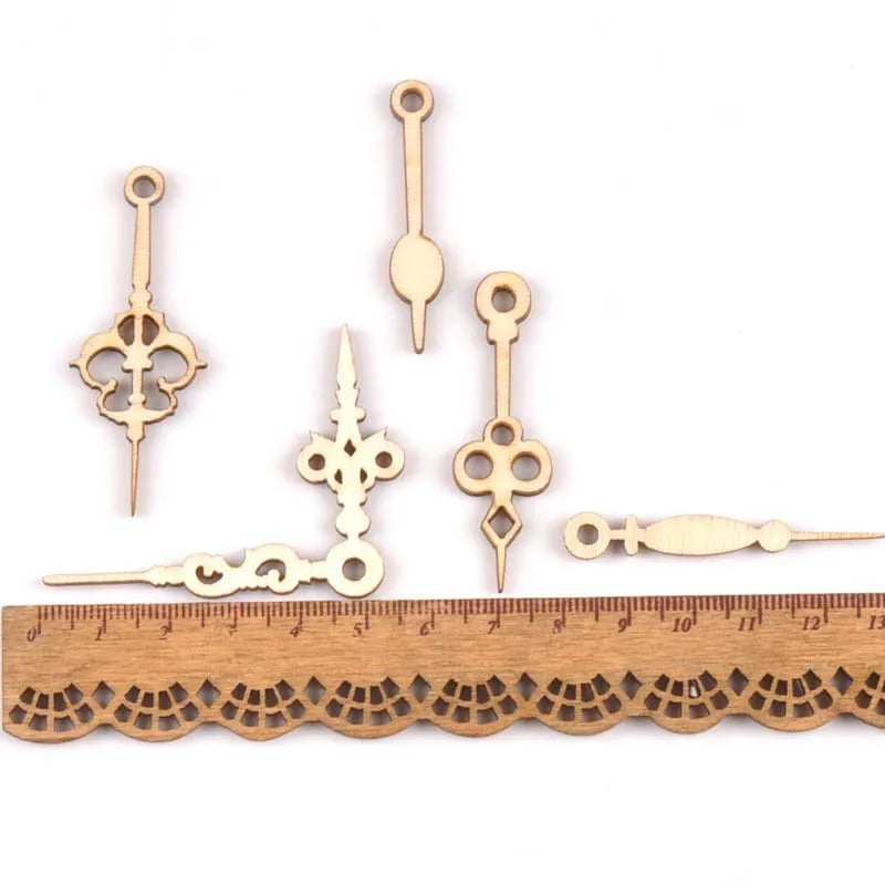 10pcs Wooden Crafts creativity Mixed Clock pointer Pattern Scrapbooking Crafts wood decoration for Home Decoration m2145 Qme