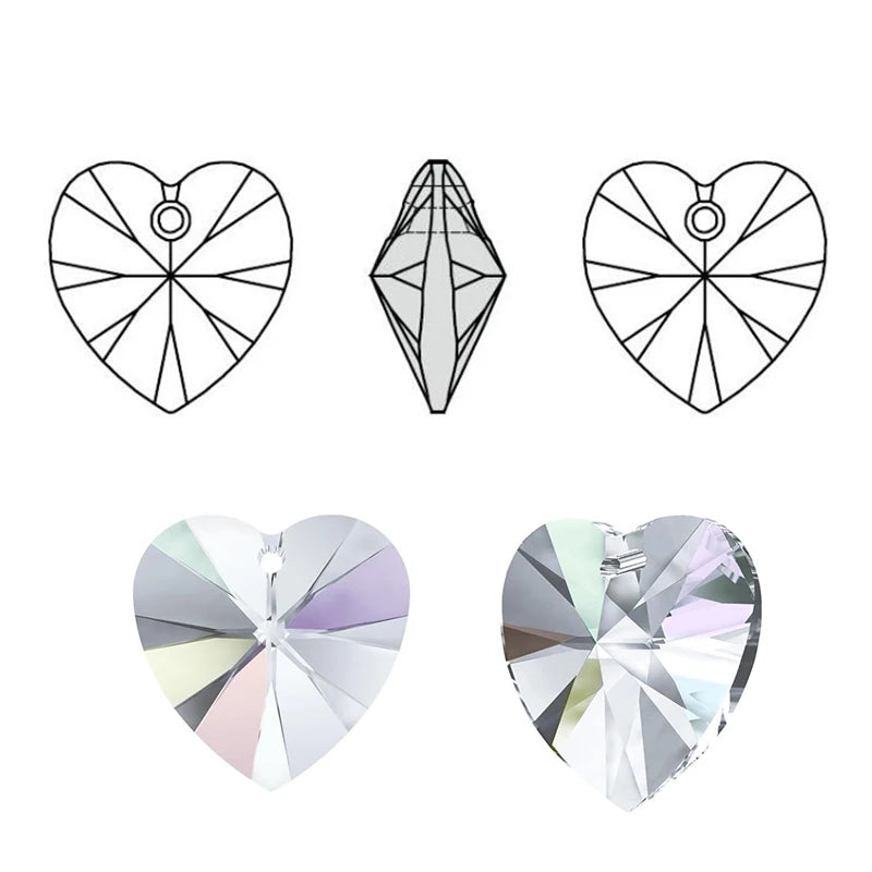 Best Quality 18mm 12pcs/Pack Heart Shape Crystal AB Glass Beads Crystal Rhinestones Jewelry Beads for Necklaces Earrings Making Qme