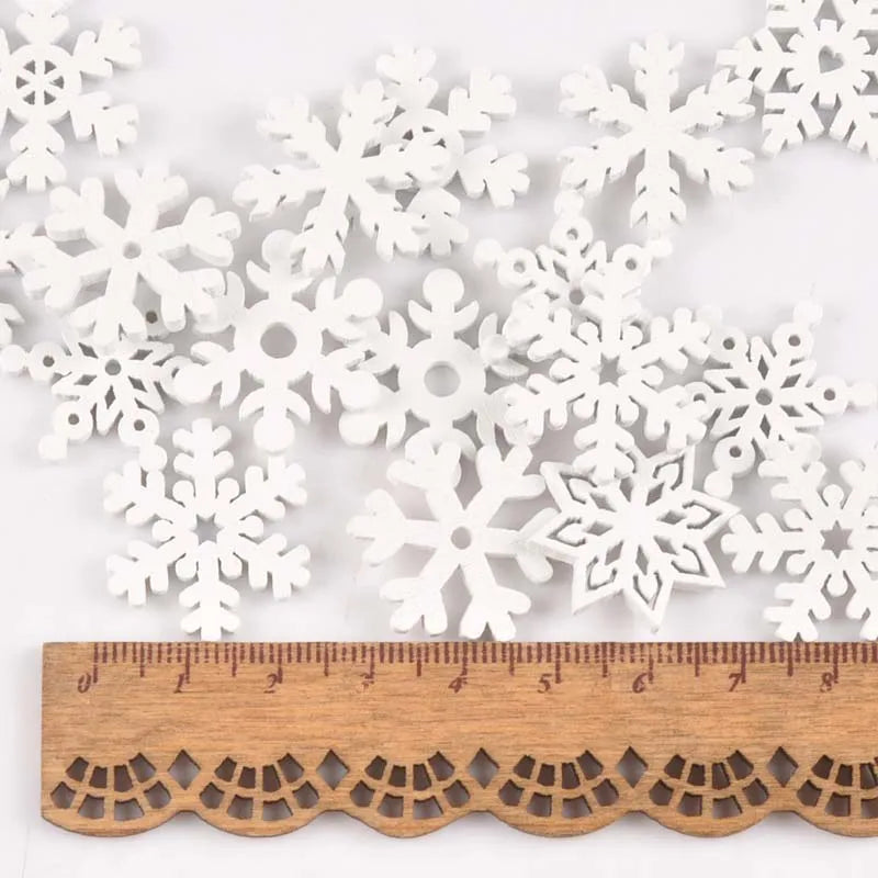 50pcs 22mm White snowflake Wood Slices Decoration DIY Crafts For Scrapbooking Home Decoration Wooden Ornaments m2160 Qme