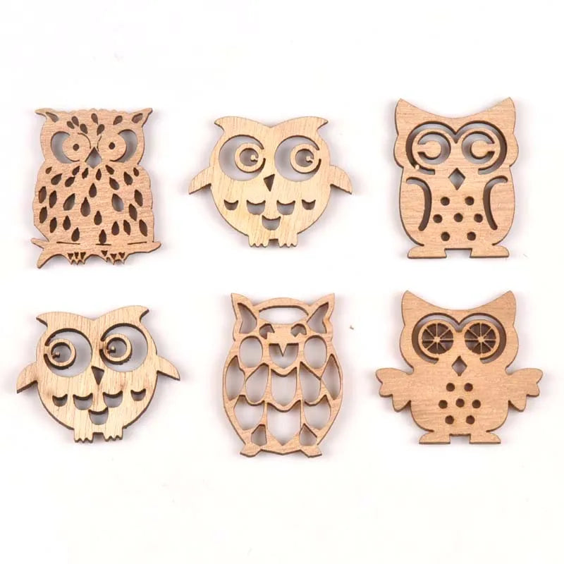 Vintage Mixed Owl Wood Slices Crafts Scrapbooking Handmade Home Decoration Wooden Ornaments Handcraft DIY Arts 10pcs m1823 Qme Default Title